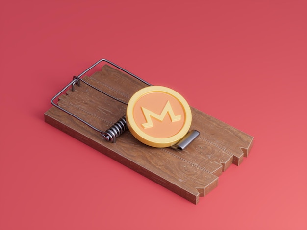 MoneroCrypto Letter M Mouse Trap Catch Risk Danger Hunt Danger Invest 3D Иллюстрация