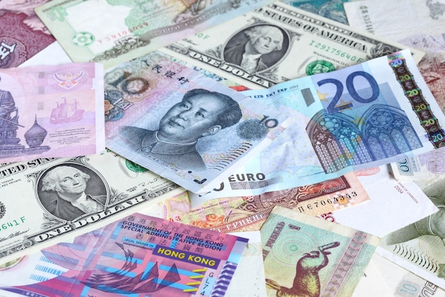 Money background - Various banknotes close-up