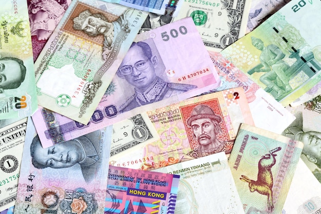 Money background - Various banknotes close-up