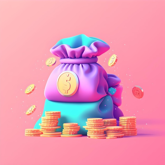 money bag pink background