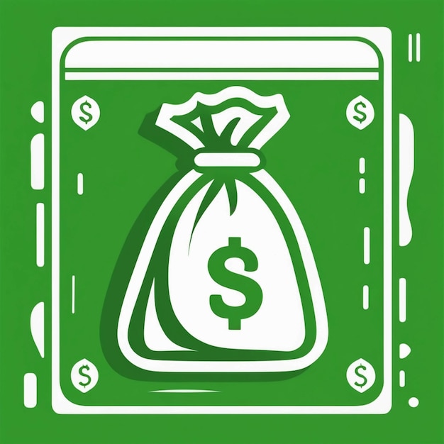 Икона вектора сумки с деньгами зеленого цвета