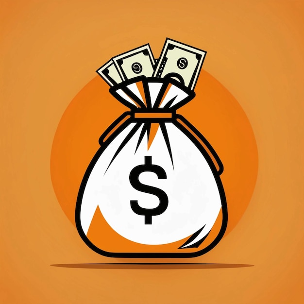 Photo money bag vector icon orange color