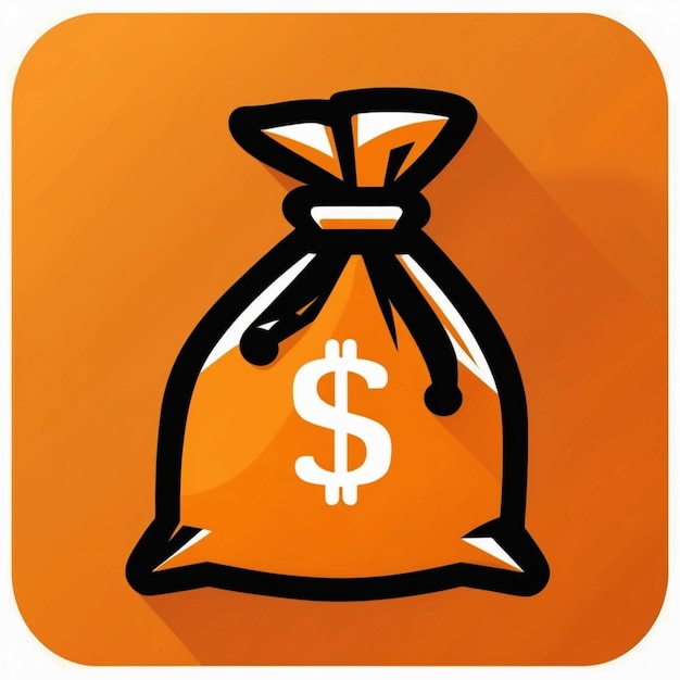 Money bag vector icon orange color