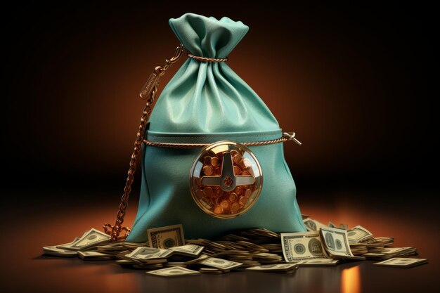 Photo money bag with a dollar sign symbol representing currency and financial transactions generative ai