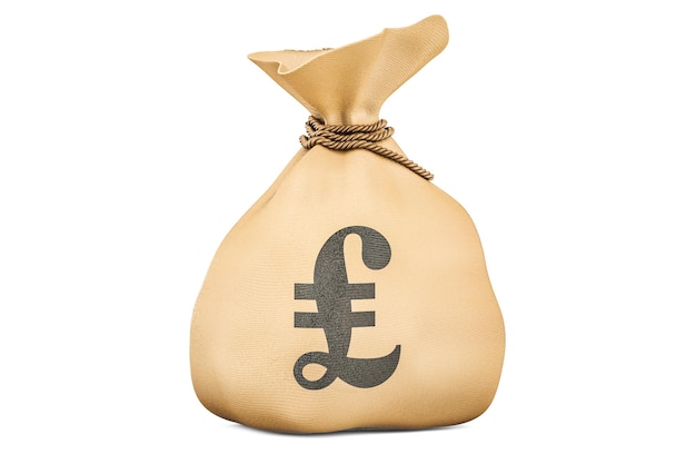 Photo money bag with pound sterling 3d rendering