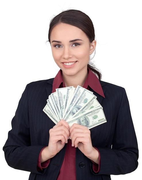 Money cash woman dollars female paper currency currency