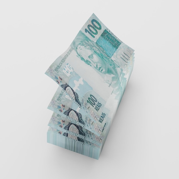 Деньги Стореальная бумажная банкнота Нота на сто реал