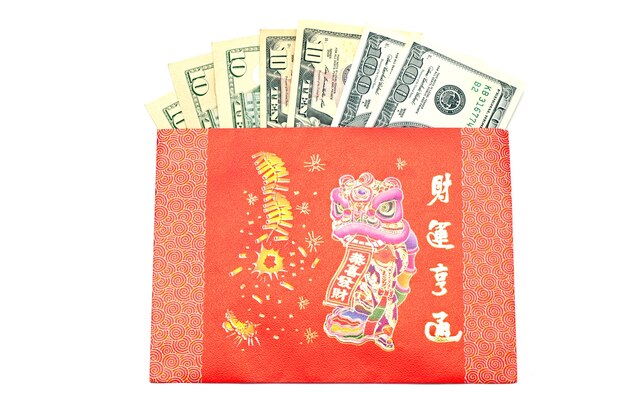 Money Dollar Cash Banknote in Red Envelope 