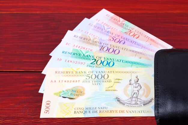 Money from Vanuatu in a counting machine 