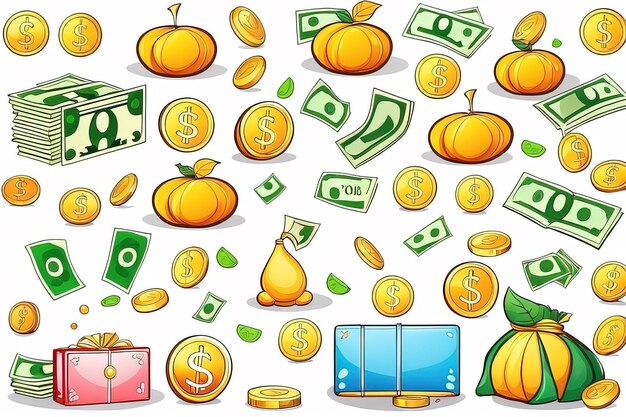 money icons set cartoon stylemoney icons set cartoon stylemoney bag icons cartoon style