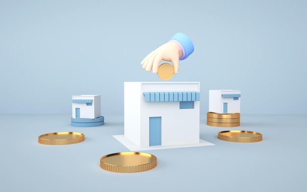 Money investment saving finance concept 3d rendering