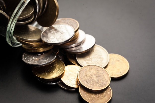 Money jar with coins 