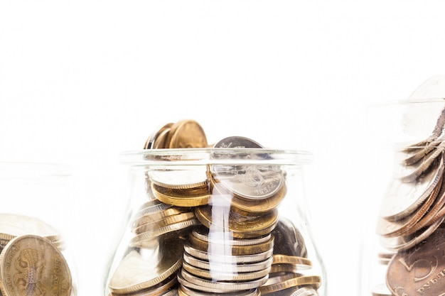 Money jar with coins 