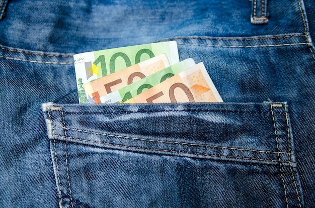 Money in jeans pocket,close up