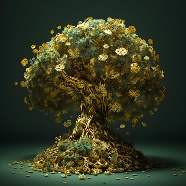 money leaves in the shape of banknotes growing on golden sprout growing from ground