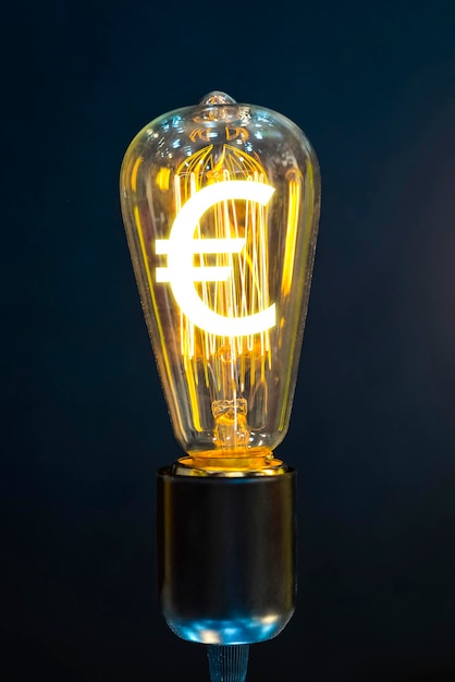 Photo money making idea light bulb with euro symbol