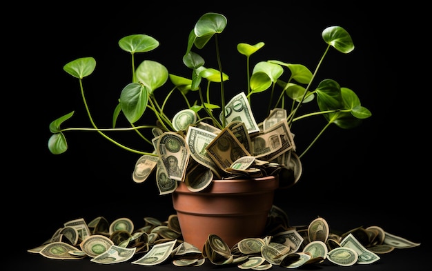 Photo money plant portrait on black background