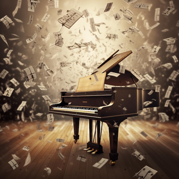 A money raining on piano