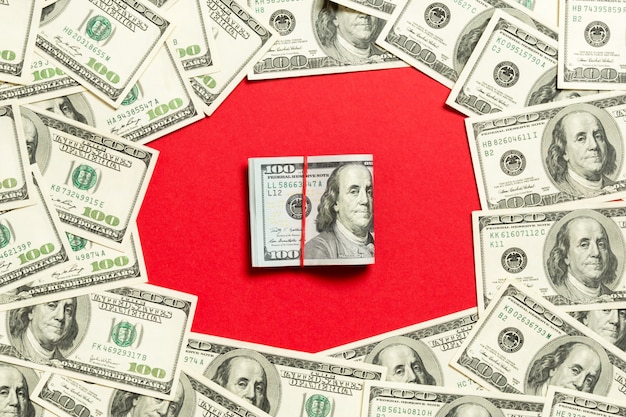 Money on a red bright background