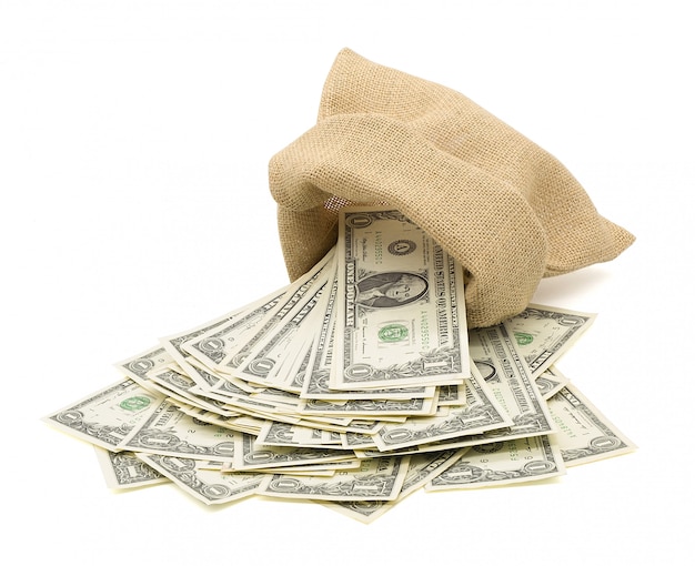 Money sack on white isolated