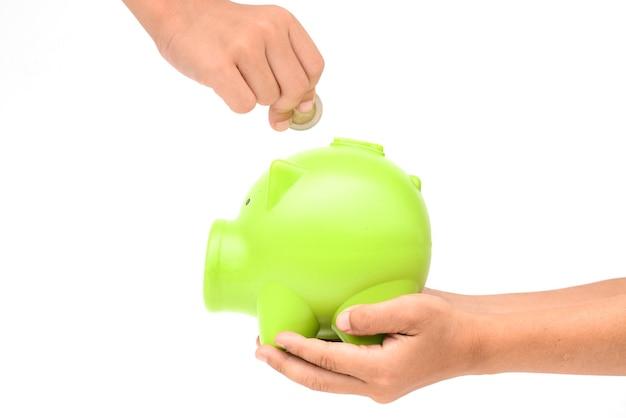 Photo money saving concept pig piggy bank