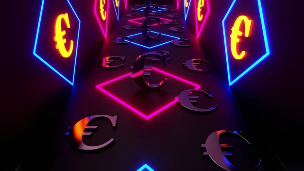 Money Sign Neon Background 3d Render