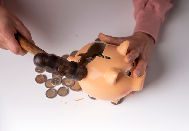 money taken out by breaking the piggy bank