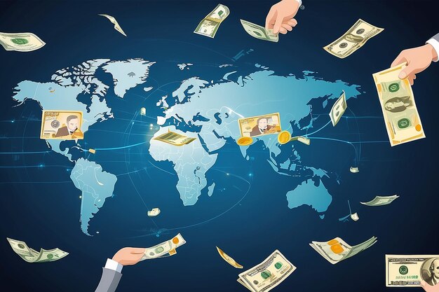 Photo money transfer global currency stock exchange stock vector illustration