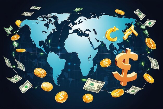 Photo money transfer global currency stock exchange stock vector illustration