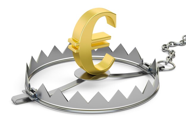 Photo money trap with euro sign 3d rendering