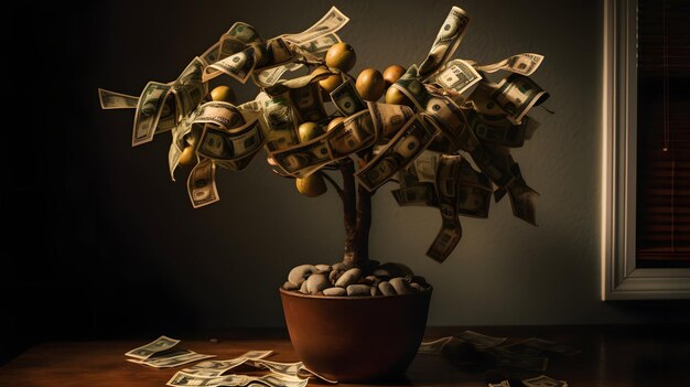 Money tree concept rich wealth Generative AI