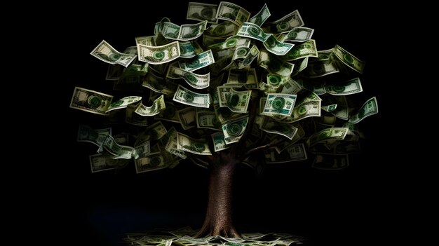 Money tree concept rich wealth Generative AI