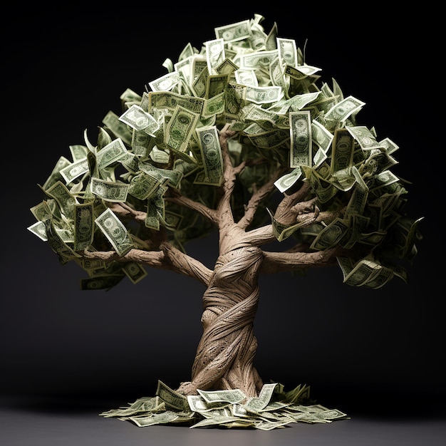 Money Tree In Dark Background