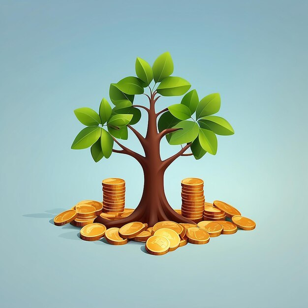 Photo money tree plant with coin dollar business profit investment finance education business income