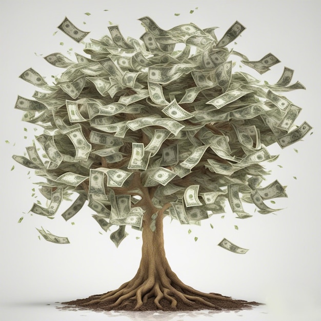 Money tree on a white background