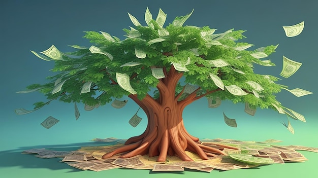 Money Tree with Dollar Bill Leaves