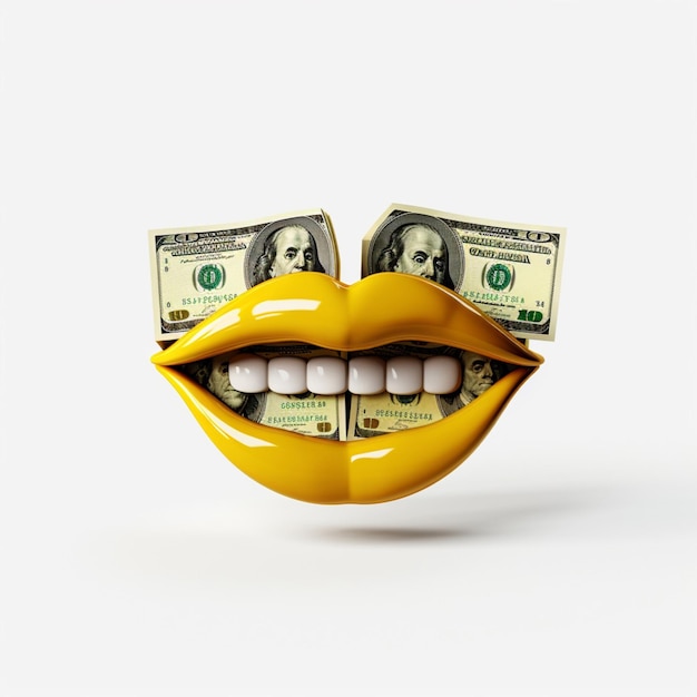 MoneyMouth Face emoji on white background high quality 4k