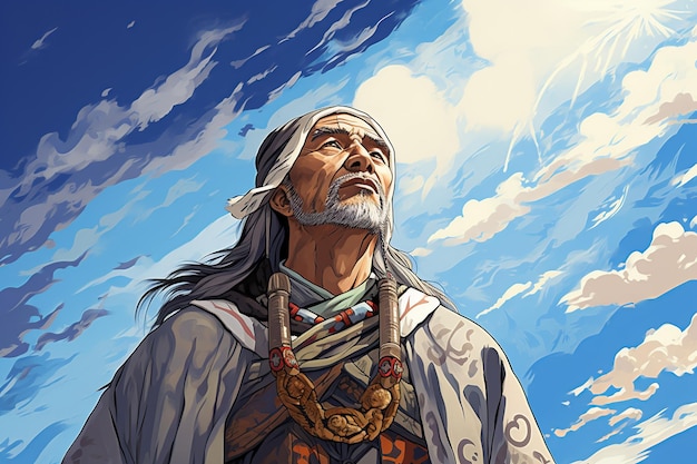 Photo mongol shamanism invoking spirits beneath tengri's vast sky