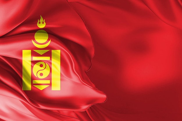 Флаг Монголии цветочный дизайн с боковым пространством для написания пожеланий независимости