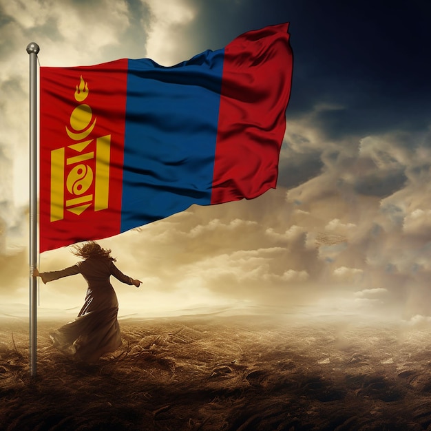 Foto bandiera della mongolia bandiera internazionale rendering 3d