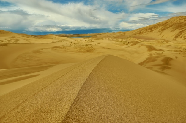 몽골리아. Sands Mongol Els, 모래 언덕 사막, 밝고 화창한 날