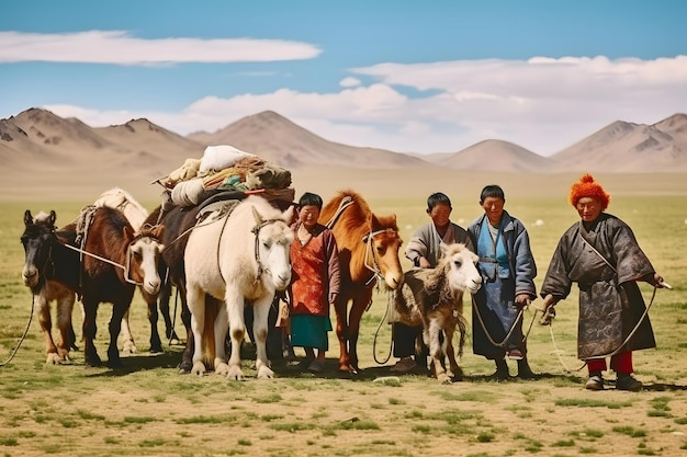 写真 モンゴルの遊牧民の家族