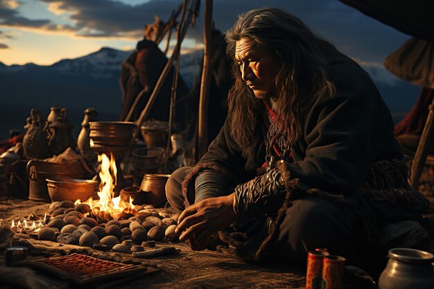 Photo mongolian nomads embodying a traditional way of lifegenerated with ai