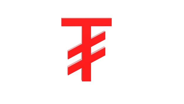 Mongolian Tughrik currency symbol of Mongolia in Red 3d rendering 3d illustration