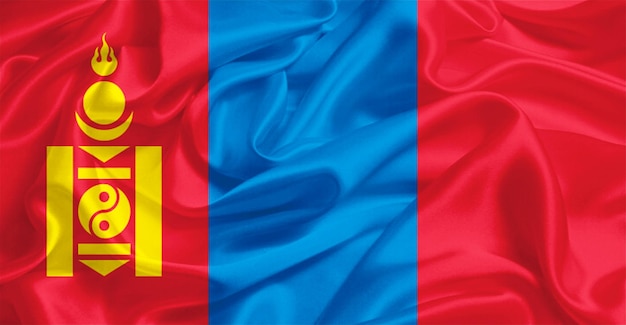 Mongoolse vlag vliegt in de wind