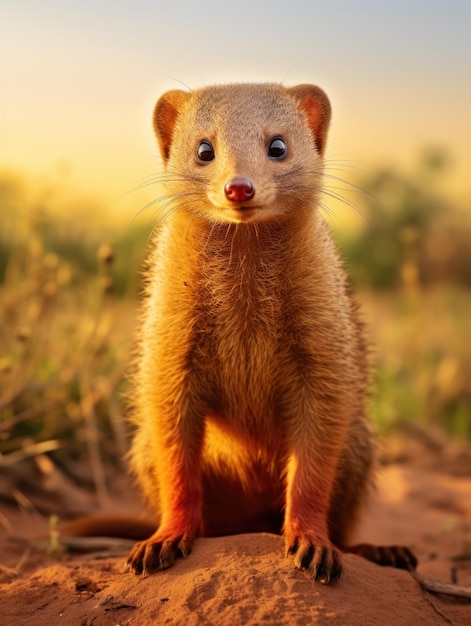 Photo mongoose in its natural habitat wildlife photography generative ai