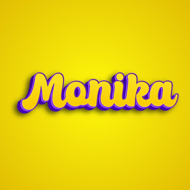 Monika typography 3d design yellow pink white background photo jpg