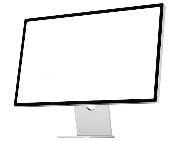 Photo monitor isolated white screen with empty background for mockup