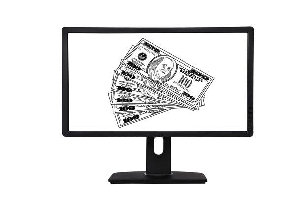 Monitor met dollars