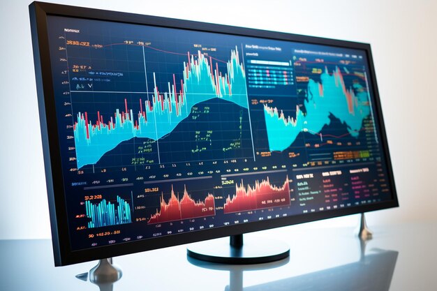 Monitor showing charts and graph analysis business accounting statistics concept Digital marketing business analysis Data growth diagram clean and simple interface Modern Admin website Vector